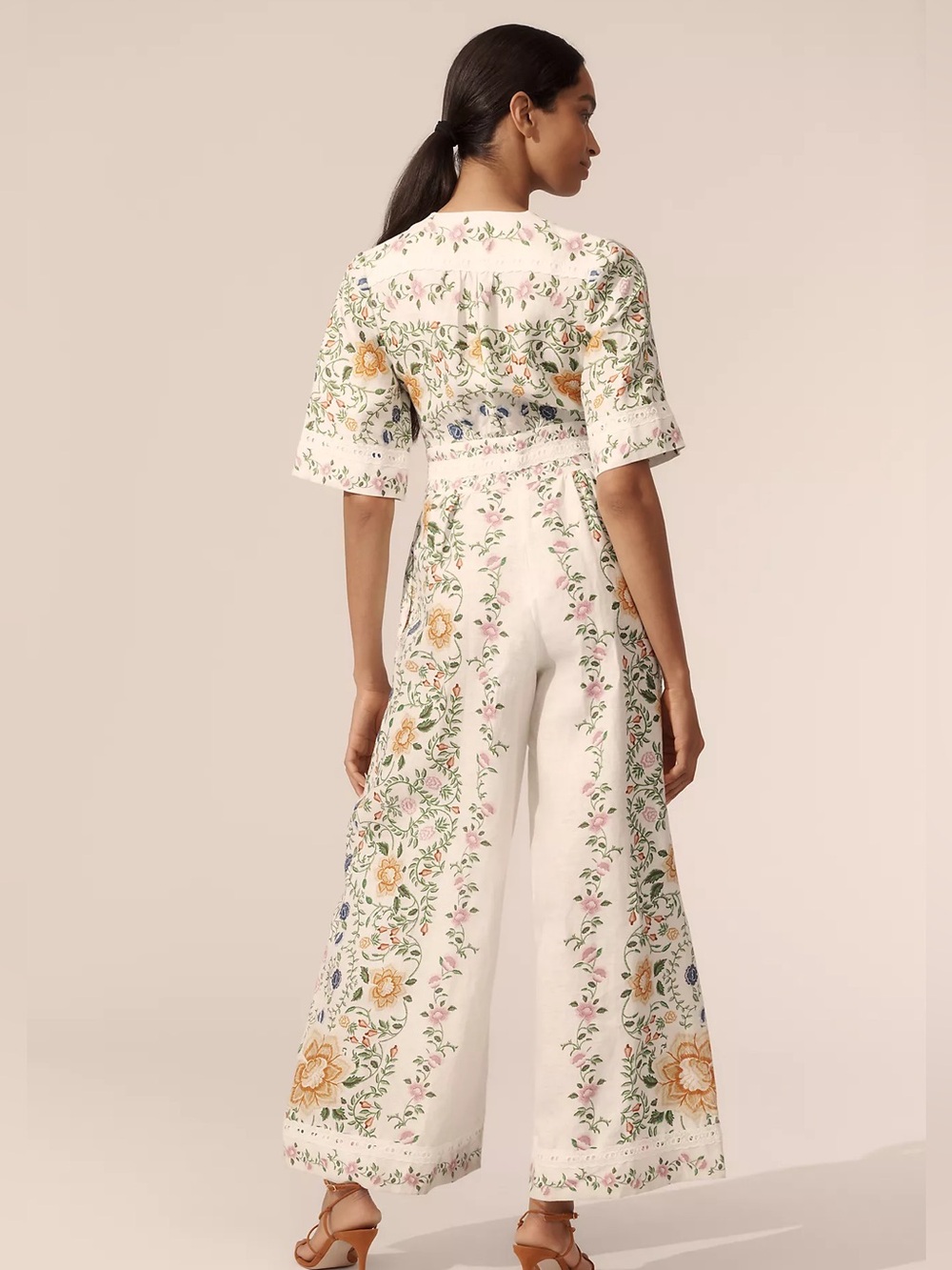 FARM Rio White Floral Embroidered Wide-Leg Jumpsuit | NWT | Large - Picture 2 of 4